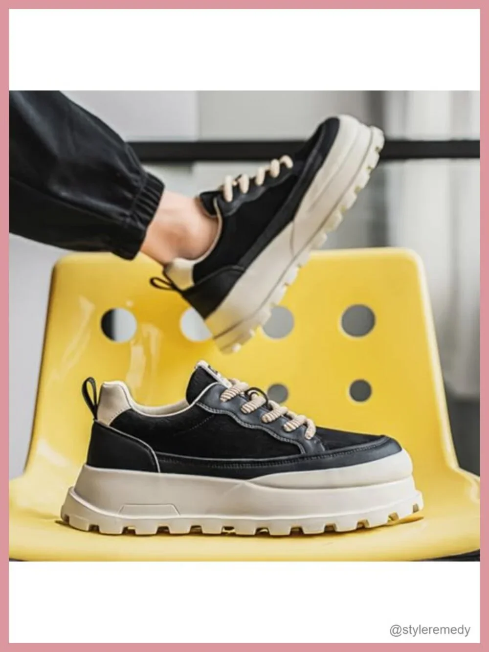 Men's Platform Retro Sneakers Chunky Lace-up Casual Fashion Tennis Running Shoes